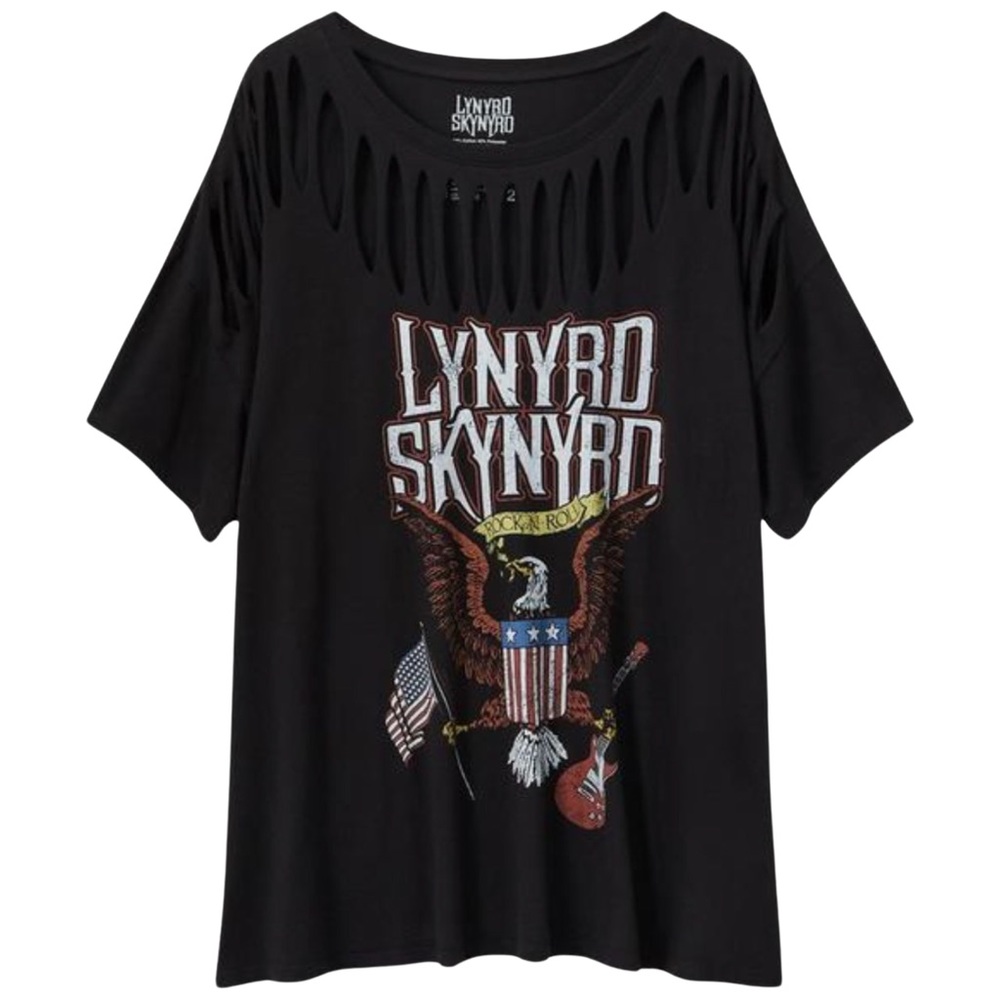 TORRID LYNYRD SKYNYRD BLACK SLASHED TEE